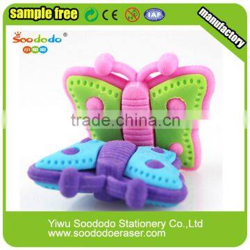 New Arrival Promotional Lovely TPR 3D Butterfly Eraser