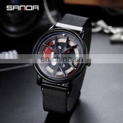 SANDA 1025 Luxury Special Rotating Men Watches Stainless Steel Japan Quartz Watch Male Business Wristwatch photo-2