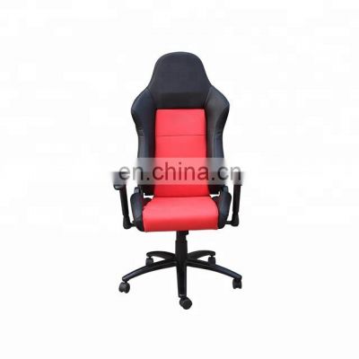 Black PVC and red suede racing style gaming chair