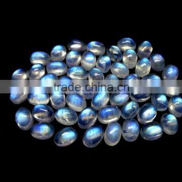 7x5 mm 100% Natural Rainbow Moonstone Oval Cabochon Gemstone Blue Flashy Fire 5x7 mm