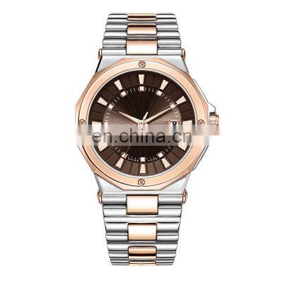 Special Designer Custom Rose Gold Watch 3D Tone Ring Brown Color Quartz Watches For Men