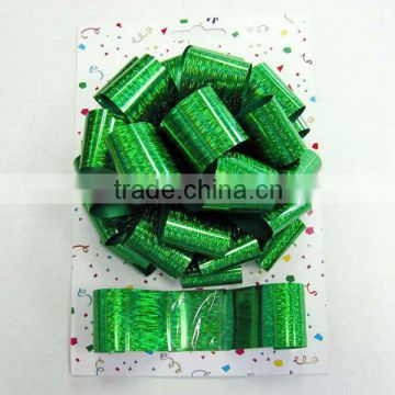 luxury green handmade ribbon bow and packing ribbon roll for gift decoration