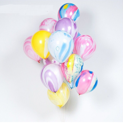 China Factory Happy Birthday Party Round 12 Inch Latex Rubber Helium Ballon Set Rainbow Color Marble Agate Balloon
