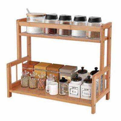 Bamboo Spice Rack Kitchen Organizer Pantry Shelf Kitchen Storage Counter Shelves Spice Rack