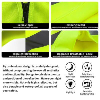 USA Wholesale Green or Yellow High Visibility Reflective Vest Safety Vest With Pockets Big Size For Traffic Construction Security Guard Biking photo-3