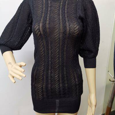 Женская вязаная платье однотонное летнее модное