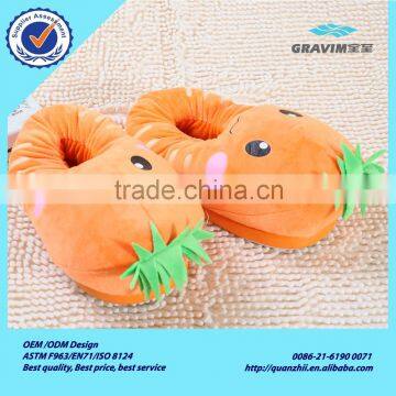 2015 cheap personalized green fruit shaped plush toy slipper