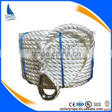 white 3-strand twisted or braided nylon polyester line anchor rope