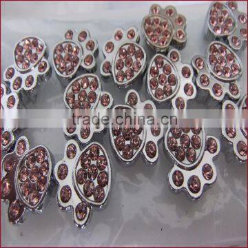 Compet Rhinestone Metal Zinc Alloy Jewelry Paw Print 10mm Slide Charms