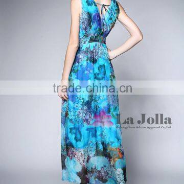 2016 Spring and Summer New Design Women Maxi Dress Beach Dress Ladies Chiffon Dress photo-3