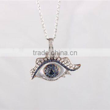 2016 Fashion 925 Sterling Silver Bule Evil Eye Pendant Necklace Jewelry