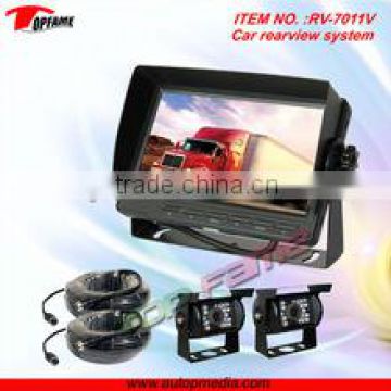 Quad split display screen rear view system with 7inch TFT LCD monitor, HD night vision camera