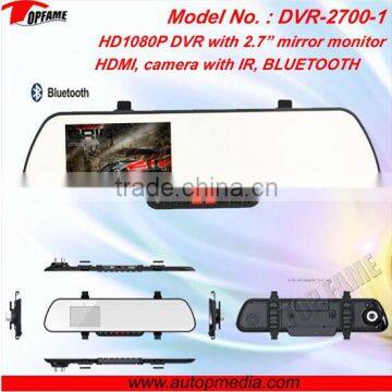 TOPFAME DVR-2700-1 mobile car dvr camera rearview mirror video recorder with 2.7inch LCD screen