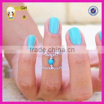 Fashion Gemstone Turquoise Beads Girls Finger Rings, Silver Chin Knuckle Ring photo-5