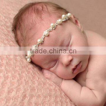 Hot-sales baby pearl diamond Headband girl pearl elastic Headband Toddler baby crystal Headband wh-1801