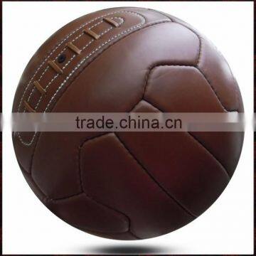 18 Panels Brown Retro Unique Leather Hand Sewn Soccer Ball photo-2