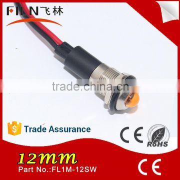 Wenzhou High Brightness 12mm DC Blue 12v led indicator lamp with cable