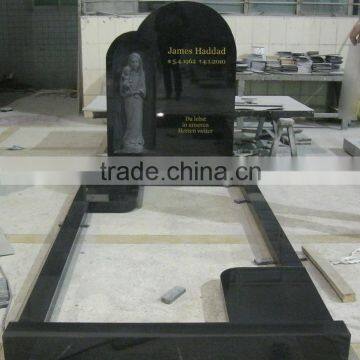 European style black granite angel headstones