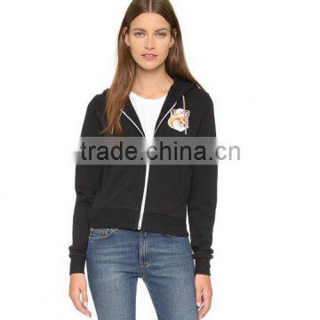 Two Front Pockets 100% Cotton Women No Name Embrodiery Unisex Zipper Hoodies Wholesale