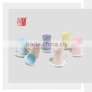 Color Clay Porcelain Cups with Silver Line for Tea