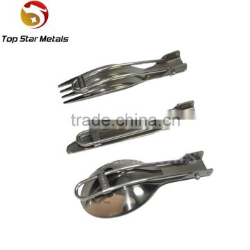 Folding titanium tableware titanium Spork+Titanium fork +titanium knife Three-piece titanium cutlery Camping Hiking