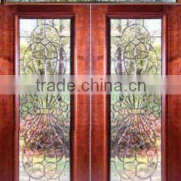 Exterior Wooden Double Door Designs With Arch Transom DJ-S9061MHA