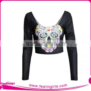 plain customized cheerleading black crop tops for ladies