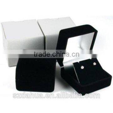 2 Black Flocked Earring Gift Boxes Jewelry Box