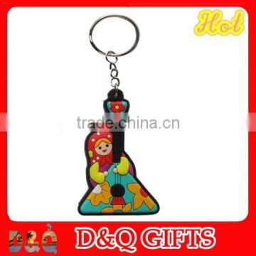 Promotion 3D rubber custom guitar keychain with russia