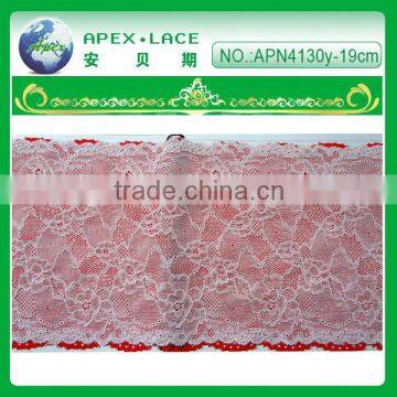 elastic trim lace design for wedding dress-APN4130y-19cm