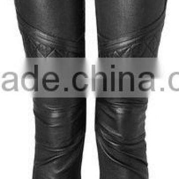 Women black leather sweatpants