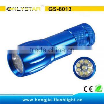 GS-8013 9 LED 380 ~ 400nm Purple UV Light Flashlight Torch