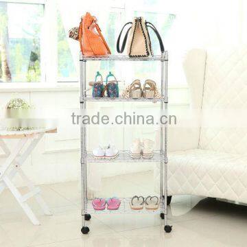 NSF White powder coating 4-tier mobile metal storage rack