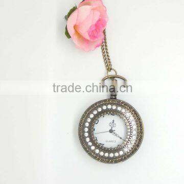 Popular design pocket watch with reshine stones