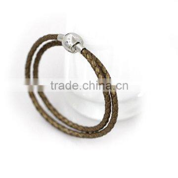 Factory wholesale hot Fashion 316l stainless steel clasp braided real leather bracelet