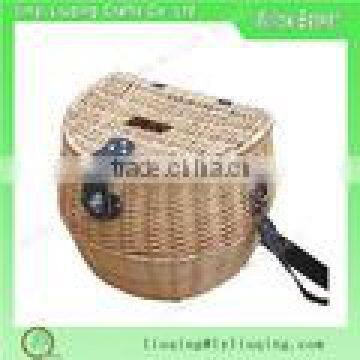 Naural color convenient wicker creel fishing basket wicker creel with leather handle oval wicker picnic basket