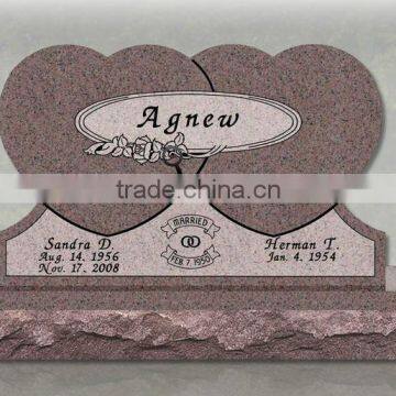 china double heart tombstone granite headstones hot sale