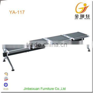 All Metal Silver Grey 4-seater Public Waiting Bench Chair