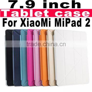 Ultra-thin flip leather cover tablet case for xiaomi mipad 2 7.9inch PC back cover case