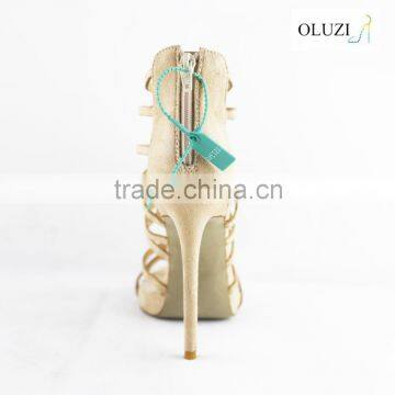 OLNS004 Classics Ladies Black High Heel Dress Sandals Suede Platform Heels Metal Strap Decorated Women Sandals Shoes photo-6