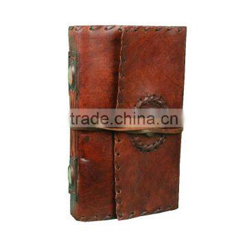 Genuine Leather Made Embossed Stone Leather Journal Diary With Precious Three Stone