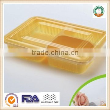 600ml PP Disposable Three Compartments Plastic Food Storage container company SGS/FDA Appoval Microwave Oven safe