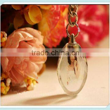 High quality K9 Crystal Glass Customized Printing Keychain For Wedding Souvenirs