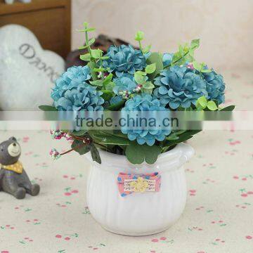 Hot sale blue artificial silk hydrangea flowers