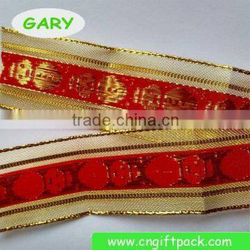 1-1/2" Gold and Red Wired Edge Outdoor Christmas Ribbon photo-2