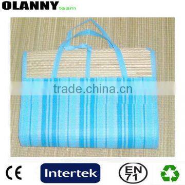 portable standard poly bag blue straw beach mat