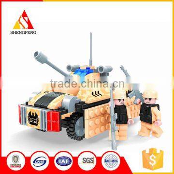 diy educational material plastic building blocks police tank model