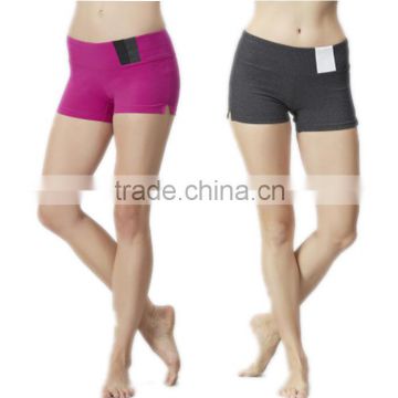 Fashion multi color nylon and spandex women fitness wear yoga shorts with pocket