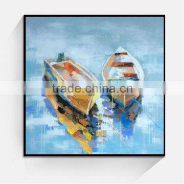 Thick oil handmade boat scenery canvas painting art