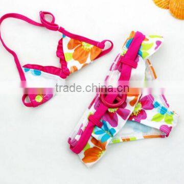 Kids Pink Yellow Floral Bikini 2 pc Swimsui